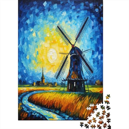 Puzzle Windmühlenhaus Puzzle Farbenfrohes Legespiel Lernspiel Herausforderung Spielzeug Kunst Architektur Buntes Legespiel 1000 Teile Impossible Puzzle Für Erwachsene 300pcs (40x28cm) von VesFy