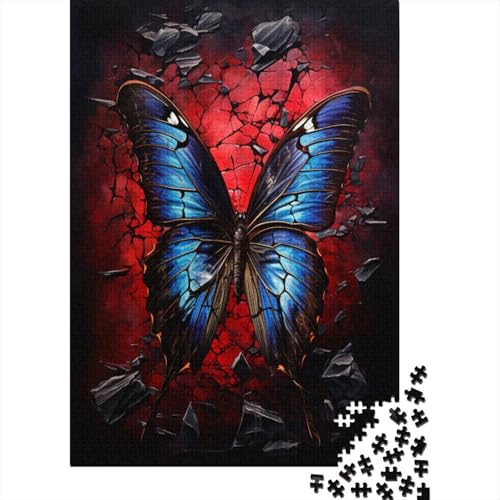 Puzzles Blauer Schmetterling Klassische Puzzles Lernspiel Herausforderung Spielzeug Tiers Clevere Rätsel 500-teilige Puzzles Impossible Puzzle Für Erwachsene Und Kinder 500pcs (52x38cm) von VesFy