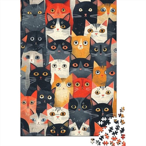 Puzzles Cartoon Katze Klassische Puzzles Lernspiel Herausforderung Spielzeug Tier Clevere Rätsel 1000-teilige Puzzles Impossible Puzzle Für Erwachsene Und Kinder 1000pcs (75x50cm) von VesFy