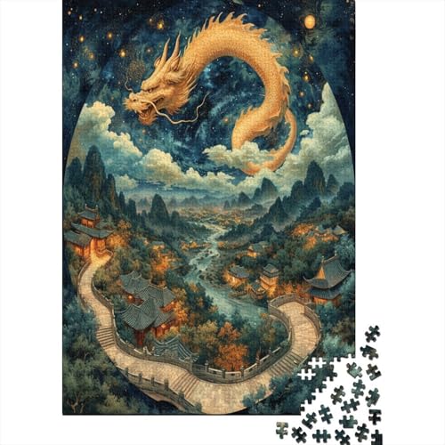 Puzzles Chinesischer Drache Klassische Puzzles Erwachsene Puzzles Fantasy Tiers Clevere Rätsel Puzzle 1000 Teile Herausforderndes Geschicklichkeitsspiel Für Erwachsene 300pcs (40x28cm) von VesFy