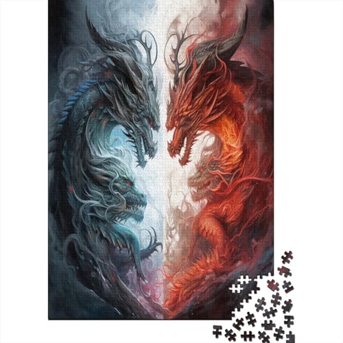 Puzzles Cooler Drache Geschicklichkeitsspiel Lernspiel Herausforderung Spielzeug Tier Clevere Rätsel 1000-teilige Puzzles Impossible Puzzle Für Die Ganze Familie 1000pcs (75x50cm) von VesFy