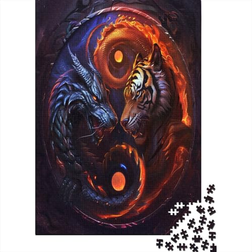 Puzzles Drache und Tiger Geschicklichkeitsspiel Home Dekoration Puzzle Tiers Puzzle-Geschenk Puzzle 1000 Teile Herausforderndes Puzzle Für Erwachsene Und Kinder 300pcs (40x28cm) von VesFy