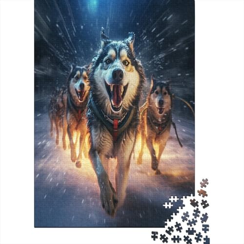 Puzzles Husky-Hund Geschicklichkeitsspiel Lernspiel Herausforderung Spielzeug Tier Clevere Rätsel 300-teilige Puzzles Impossible Puzzle Für Die Ganze Familie 300pcs (40x28cm) von VesFy