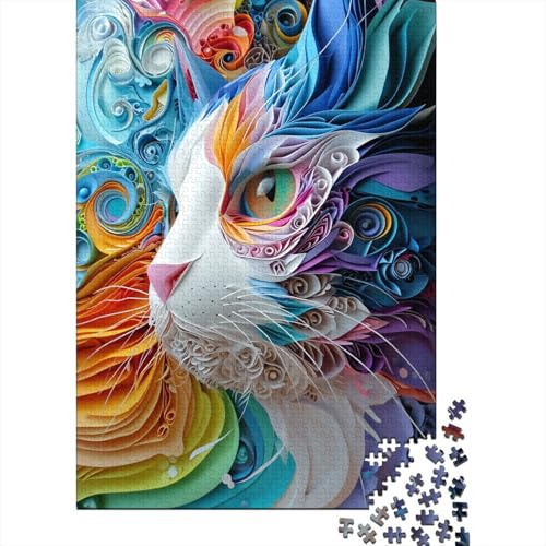 Puzzles Künstlerische Katze Puzzle Farbenfrohes Legespiel Home Dekoration Puzzle Tier Puzzle-Geschenk 1000-teilige Puzzles Geburtstagsgeschenk Für Erwachsene Für Erwachsene 500pcs (52x38cm) von VesFy