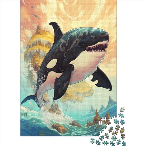 Puzzles Künstlerischer Wal Geschicklichkeitsspiel Erwachsene Puzzles Tier 300 Teile Puzzle Herausforderndes Puzzle Für Erwachsene Und Kinder 300pcs (40x28cm) von VesFy