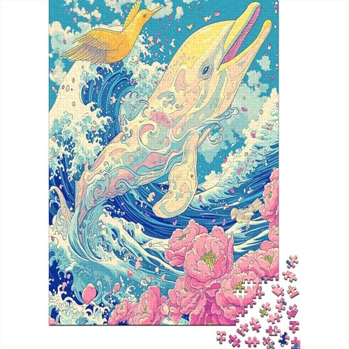 Puzzles Kunst Delfin Klassische Puzzles Home Dekoration Puzzle Tier Puzzle-Geschenk Puzzle 1000 Teile Herausforderndes Geschicklichkeitsspiel Für Erwachsene Und Kinder 1000pcs (75x50cm) von VesFy