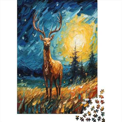 Puzzles Kunst-Hirsch Geschicklichkeitsspiel Home Dekoration Puzzle Tier Puzzle-Geschenk Puzzle 1000 Teile Herausforderndes Puzzle Für Erwachsene Und Kinder 1000pcs (75x50cm) von VesFy