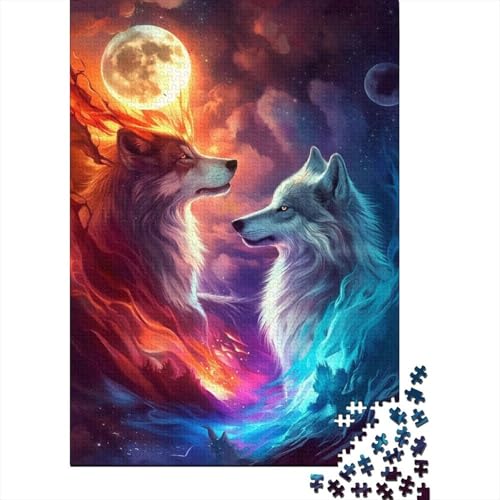 Puzzles Kunst Wolf Geschicklichkeitsspiel Home Dekoration Puzzle Tier Puzzle-Geschenk Puzzle 300 Teile Herausforderndes Puzzle Für Erwachsene Und Kinder 300pcs (40x28cm) von VesFy