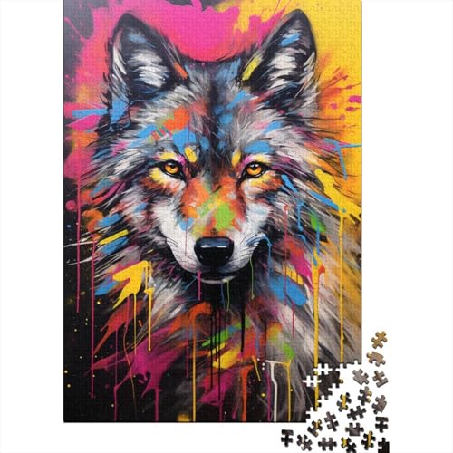 Puzzles Kunst Wolf Geschicklichkeitsspiel Lernspiel Herausforderung Spielzeug Tier Clevere Rätsel 1000-teilige Puzzles Impossible Puzzle Für Die Ganze Familie 300pcs (40x28cm) von VesFy