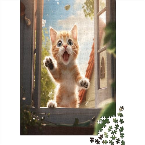 Puzzles Niedliche Katze Geschicklichkeitsspiel Lernspiel Herausforderung Spielzeug Tier Clevere Rätsel 1000-teilige Puzzles Impossible Puzzle Für Die Ganze Familie 1000pcs (75x50cm) von VesFy