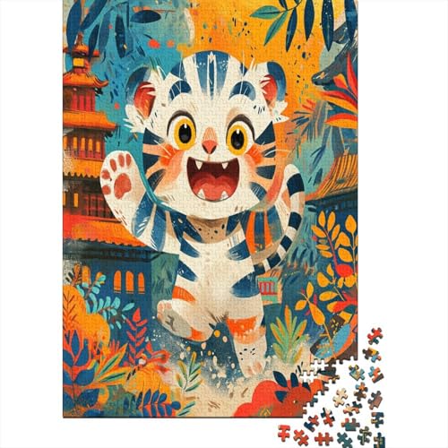 Puzzles Niedlicher Tiger Geschicklichkeitsspiel Home Dekoration Puzzle Tier Puzzle-Geschenk Puzzle 300 Teile Herausforderndes Puzzle Für Erwachsene Und Kinder 300pcs (40x28cm) von VesFy