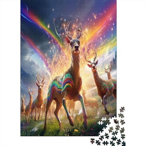 Puzzles Schöner Hirsch Klassische Puzzles Lernspiel Herausforderung Spielzeug Tier Clevere Rätsel 500-teilige Puzzles Impossible Puzzle Für Erwachsene Und Kinder 500pcs (52x38cm) von VesFy