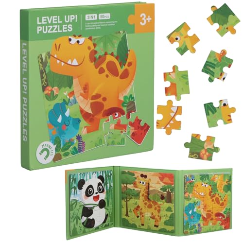 Vesaneae Kinderpuzzle, 3-in-1 Magnetpuzzle, Magnet Puzzle Tiere, Kinderpuzzle Magnet für Kinder Puzzle ab 3 4 5, Lernspielzeug, Fördert Motorik + Konzentration, Geschenk und Spiele für Kinder von Vesaneae