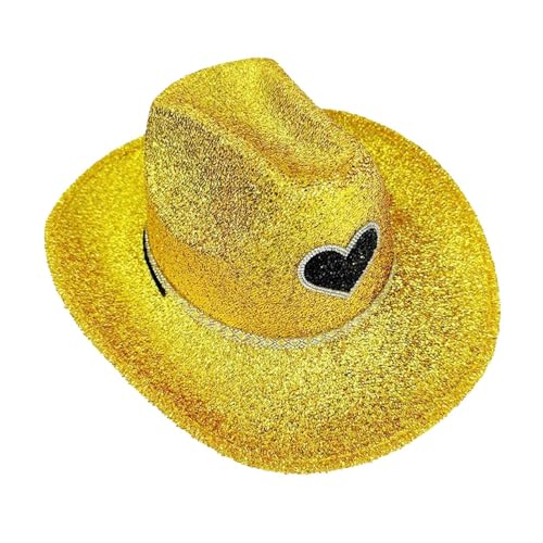 Vesidoloy Cowgirl-Hut, Glitzer, Disco-Glitzer-Cowgirl-Hut, Party-Kopfbedeckung, Kostümzubehör, Cosplay-Requisiten für Männer und Frauen von Vesidoloy