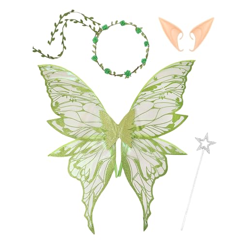 Vesidoloy Feenflügel Verkleidung - Kostüm Verkleidung Engelsflügel Mit Feenstab & Elfenohren | Kostüm Für Cosplay Bühne Hochzeit Fest Aufführung Prinzessin Rollenspiel Und Vesidoloy Feenflügel Verkleidung - Kostüm Verkleidung Engelsflügel Mit Feenstab & Elfenohren | Kostüm Für Cosplay Bühne Hochzeit Fest Aufführung Prinzessin Rollenspiel Und von Vesidoloy