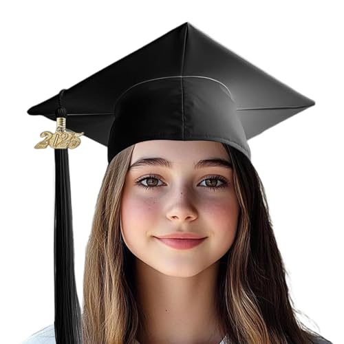 Vesidoloy Grad Caps, Adult Graduation Cap | Verstellbare atmungsaktive Junggesellenhelme mit Jahrplatte | Kleideraccessoire -Foto -Requisiten, Abitur -Souvenirs für Schulversammlungen, Cosplay von Vesidoloy