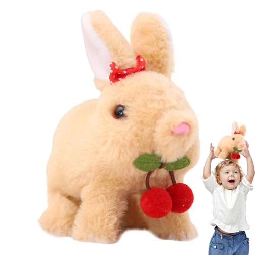 Vesidoloy Interaktiver Kaninchenplüsch, Kaninchenplüsch für Mädchen - Elektrische Kaninchenpuppe Gehen Plüschspielzeug mit Tönen | Realistische weiche Puppe, Interactive Bunny Toy, Osterkorb Stuffers von Vesidoloy