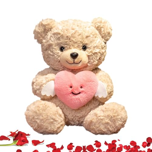 Vesidoloy Valentines Bear, Valentine Bear, Niedlicher Bären umarmen Herz Valentinstag Plüsch, 9.84in Stofftierpuppen Spielzeugwurf Kissen für Frauen Freundin Jubiläen Geburtstage von Vesidoloy