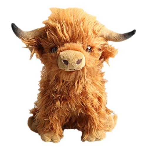 Highland Cow Plüschtier, 28cm Hochlandkuh Kuscheltiere, Highland Cow Plush Toy Realistisches Weiches Kuschliges Schottisches Highland Cow Stofftier Farmspielzeug Für Kinder Geburtstag Weihnachten Gesc von Vesone