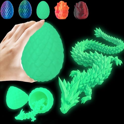 Veszoen 3D Drache Im Ei, 3D Gedrucktes Drachenei mit Drache, 30cm Gelenkiger Voll Beweglicher Drache mit Drachenei Erwachsene Kinder Geschenke Spielzeug,Ostern Geburtstage -Fluoreszierendes Grün Veszoen 3D Drache Im Ei, 3D Gedrucktes Drachenei mit Drache, 30cm Gelenkiger Voll Beweglicher Drache mit Drachenei Erwachsene Kinder Geschenke Spielzeug,Ostern Geburtstage -Fluoreszierendes Grün von Veszoen