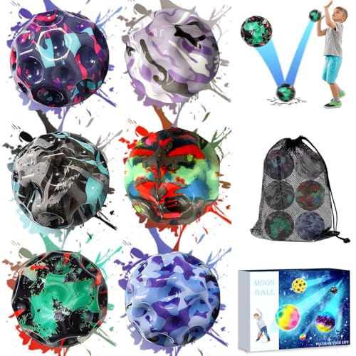 Veszoen Jump Ball 6 Stück Moon Ball Space Ball Galaxy Ball Hohe Springender Gummiball 7 cm Mini Bouncy Ball Sport Training Ball Mini Jump Ball Bouncy Balls for Kids von Veszoen