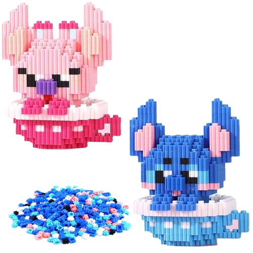 Vexlyn 2PCS Micro Building Blocks Puzzle, Stch Blocks Building Set Kit Toy Cartoon Kinder pädagogisches Spielzeug Puzzle Eltern-Kind Lernspielzeug Interaktionsspielzeug Dekompressionsgeschenk von Vexlyn