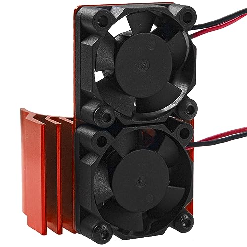 Vgoohobby RC Motor Kühlkörper mit Dual 5V Lüfter für 550 540 Größe Elektromotor Kühlkörper Kompatibel mit Traxxas Tamiya Redcat HPI Wltoys HSP Losi RC 1/10 Auto LKW Crawler (Rot) von Vgoohobby