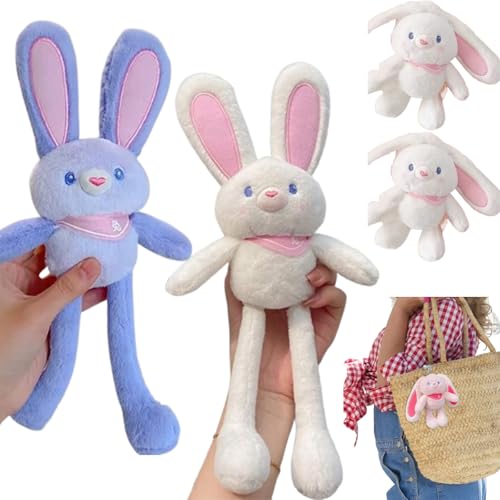 Vgpbphj Pull Up Rabbit Plush Toys, Funny Interactive Pull The Rabbit Plush Toy Stress Relief, Personalized Name Pull-Up Rabbit Plush Toy Keychain Pendant for Girls Birthday Gift (2Pcs White+Purple) von Vgpbphj