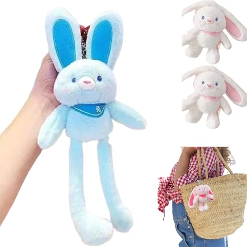 Vgpbphj Pull Up Rabbit Plush Toys, Funny Interactive Pull The Rabbit Plush Toy Stress Relief, Personalized Name Pull-Up Rabbit Plush Toy Keychain Pendant for Girls Birthday Gift (Blue) von Vgpbphj