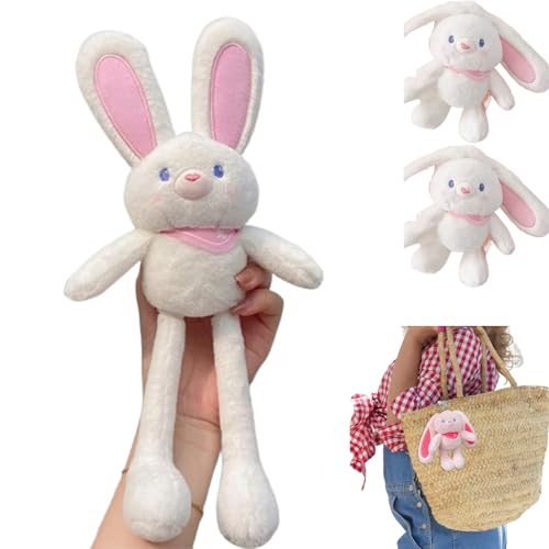 Vgpbphj Pull Up Rabbit Plush Toys, Funny Interactive Pull The Rabbit Plush Toy Stress Relief, Personalized Name Pull-Up Rabbit Plush Toy Keychain Pendant for Girls Birthday Gift (White) von Vgpbphj