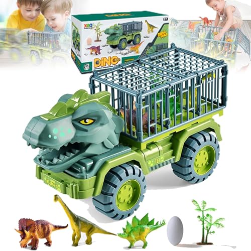 Vgpbphj Seeroze Dinosaur Truck, Dino Lastwagen Spielzeug, Dinosaurier Auto LKW Spielzeug Groß, T-rex Transporter with 3/15 Dino Figures Christmas Dive into Dino Delight for Kids 3-5 Years (B1) von Vgpbphj