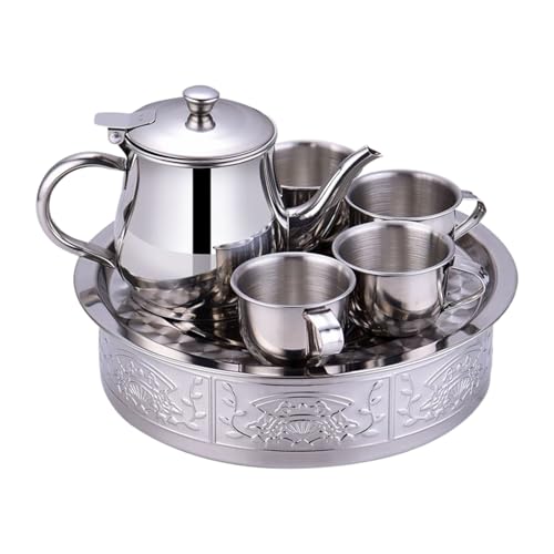 Kleines Teeservice aus Edelstahl | Set aus Teekanne und Tassen für Kinder, Design mit Siebfilter, Teekanne mit langem Auslauf Geschirr für Jungen, Mädchen, Studenten, Anfänger und Kleines Teeservice aus Edelstahl | Set aus Teekanne und Tassen für Kinder, Design mit Siebfilter, Teekanne mit langem Auslauf Geschirr für Jungen, Mädchen, Studenten, Anfänger und von Vgvgaj