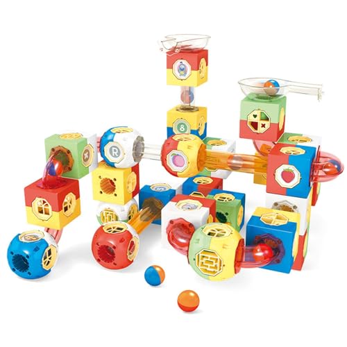 Marmor-Rennstrecken für Kinder, Marmorbahn-Spielzeug | Einführung des Marmorblock-Sets - Klassische Lernblöcke, Spielzeugsteine-Set, Rennstrecke für Kinder, für Mädchen und Kleinkinder ab 3 Jahren von Vgvgaj