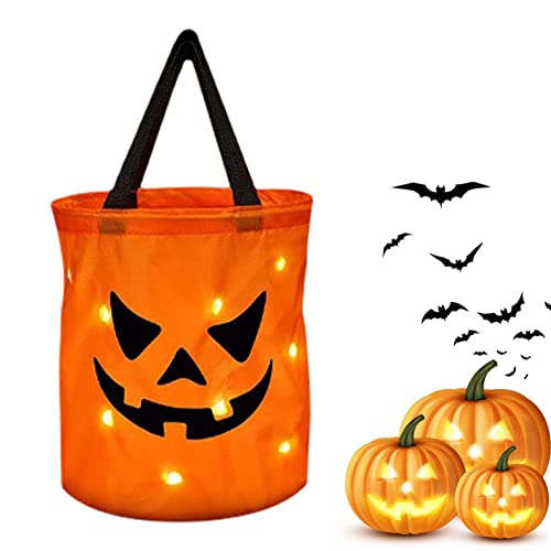 Vgvgaj 30 X 25 cm Leuchtende Halloween kürb-is Candy Bag Led Leuchtend Kinder Süßigkeiten Eimer Beutel Mit Led Licht,Leuchtend Halloween Korb Für Süßigkeiten Zum Kinder Für Kin-der Halloween Party von Vgvgaj