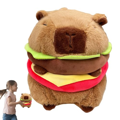 Vgvgaj Gefülltes Capybara-Plüschtier,Capybara-Stofftier, Plüsch Capybara Puppenkissen, Charmante Plüschtierpuppe in Hamburgerform, süße weiche Kuscheltiere für Kinder von Vgvgaj