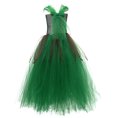 Vgvgaj Grünes Mesh Tüllkleid Set Feenkostüm Für Kinder Mädchen Mesh Tüllkleid Halloween Kostüm Für Kinder Mädchen Wald Thema Kostüm Ohren Ärmel Kinder Cosplay von Vgvgaj