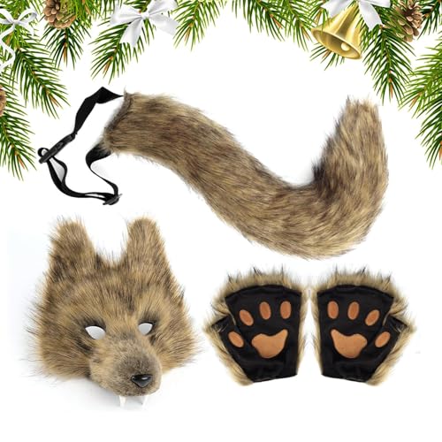 Vgvgaj Wolfsschwanz und Ohren | Kostüm Wolf Kunstpelz | Kleidung Cosplay Tier Frauen für Party Karneval Halloween Weihnachten | Bühnenshow, Rollenspiel, Verkleidung Vgvgaj Wolfsschwanz und Ohren | Kostüm Wolf Kunstpelz | Kleidung Cosplay Tier Frauen für Party Karneval Halloween Weihnachten | Bühnenshow, Rollenspiel, Verkleidung von Vgvgaj