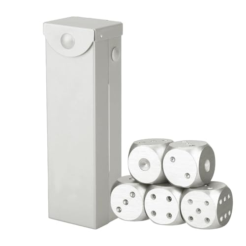 Würfel aus Aluminiumlegierung, Tischspielwürfel, Pokerspiele-Würfel-Set, Robustes Würfelset aus massivem Metall, exquisites tragbares Würfelspielspielzeug, kleines Pokerspiel-Würfelset für Poker, von Vgvgaj