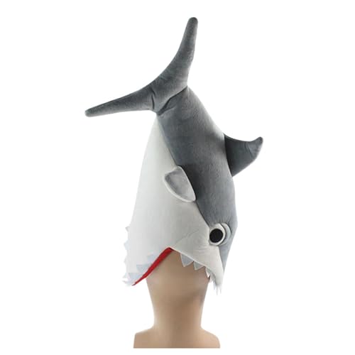 Vhersily 2025 Angebote - Hai Kostüm Hut. Shark Kostüm Silber Funkelnde Party Crazy Hat mit 3D gestickten Augen., grau, Einheitsgröße von Vhersily