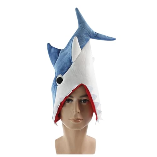 Vhersily 2025 Angebote - Hai Kostüm Hut. Shark Kostüm Silber Funkelnde Party Crazy Hat mit 3D gestickten Augen., blau, Einheitsgröße von Vhersily