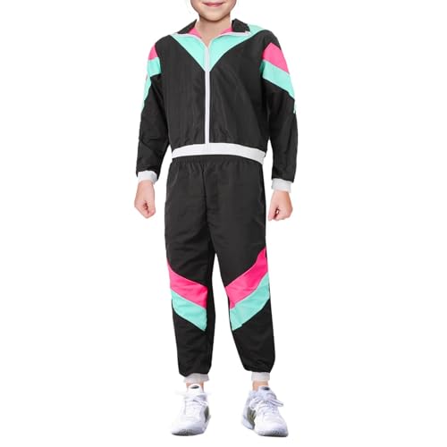 Vhersily 2025 Angebote Herren Damen 80er Jahre Jumpsuit Windjacke Retro Hip Hop Kostüm 80er Jahre Kostüm Disco Kostüm Halloween Party von Vhersily