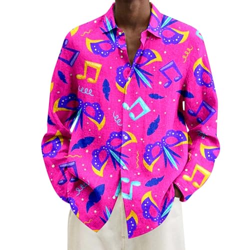 Vhersily 2025 Angebote - Herren Karnevalskostüm mit 3D Digitaldruck Elegant Reißverschluss Slim Fit Disco Hippie Hemden Herren Karneval Halloween 70er 80er Jahre von Vhersily