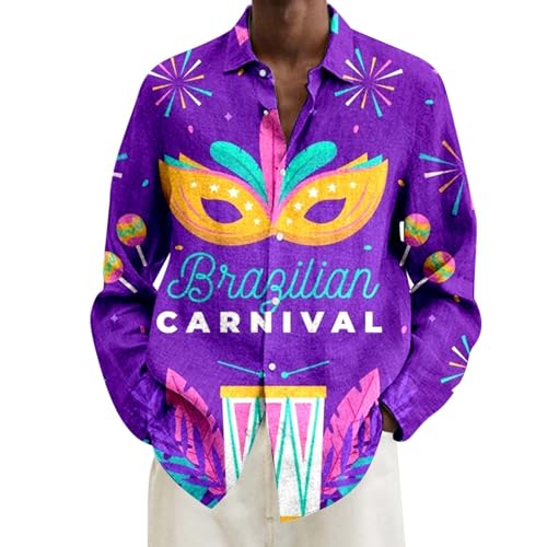 Vhersily 2025 Angebote - Herren Karnevalskostüm mit 3D Digitaldruck Elegant Reißverschluss Slim Fit Disco Hippie Hemden Herren Karneval Halloween 70er 80er Jahre von Vhersily