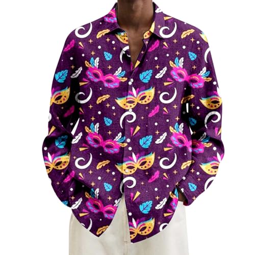 Vhersily 2025 Angebote - Herren Karnevalskostüm mit 3D Digitaldruck Elegant Reißverschluss Slim Fit Disco Hippie Hemden Herren Karneval Halloween 70er 80er Jahre von Vhersily