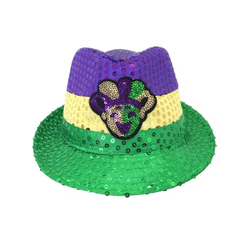 Vhersily 2025 Angebote - Kostüm Survêtement, têtes de mort, soft des années 80, Bad Taste, Kostüme Carnaval Adult Pailletten Fedora Hut Glitter Dance Party Performance Hat Bling Shining von Vhersily