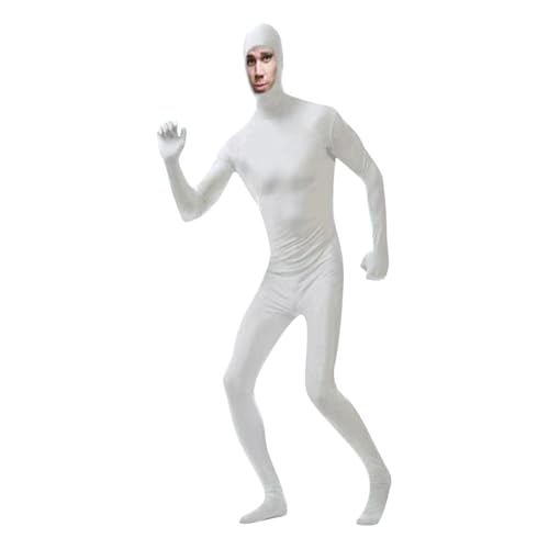 Vhersily 2025 Angebote - Overall Unisex Zentai Kostüm Body Erwachsene Cosplay Overall Orange Onesie Skinny Bühnenkostüm Dress Up Kostüm Halloween Weihnachten Overall, weiß, 190.00 von Vhersily