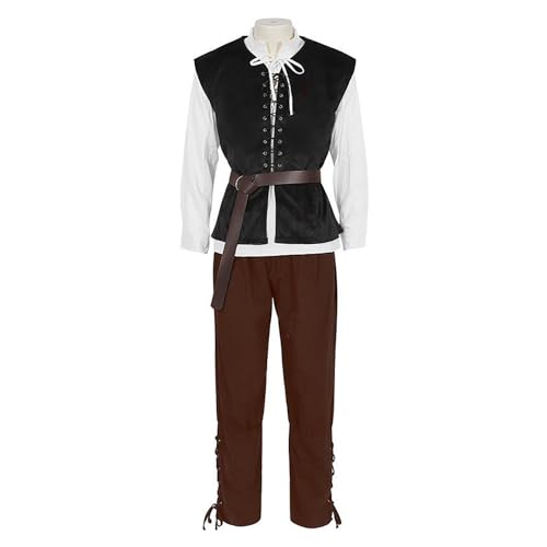 Vhersily 2025 Karnevalsgeschenke - Steampunk medizinische Jacke Gothic Viktorianische Zeit Kostüm Vintage Mittelalter Cosplay Kostüme Halloween Karneval Overall Herren von Vhersily