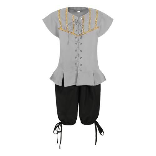 Vhersily 2025 Steampunk 2 Stück Wikinger Piraten Kleid Lace-Up Ärmellose Weste Und Hose Mantel Renaissance Mittelalter Cosplay Jacke Viktorianische Kostüm von Vhersily