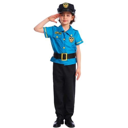 Vhersily Blaues Polizistin Kostüm für Mädchen Polizist, Polizist, Polizist, Beruf - Kinderkostüm und Zubehör für Party, Fasching und Halloween von Vhersily