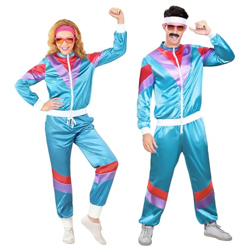 Vhersily Geschenke Angebote 2025 2024 Anzug Herren Damen 80er Jahre Retro Windbreaker Hip Hop Kostüm Disco Halloween Party - Erwachsene '80 Retro Hop Anzug Set von Vhersily